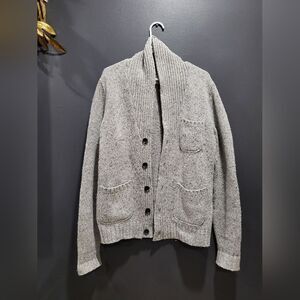 Life After Denim Gray Speckled  Cardigan Sz M Lambswool Blend